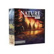 Nature: Module 3: Natural Disasters - Board game expansion box featuring a fiery forest wildfire scene with dark trees and smoky skies.