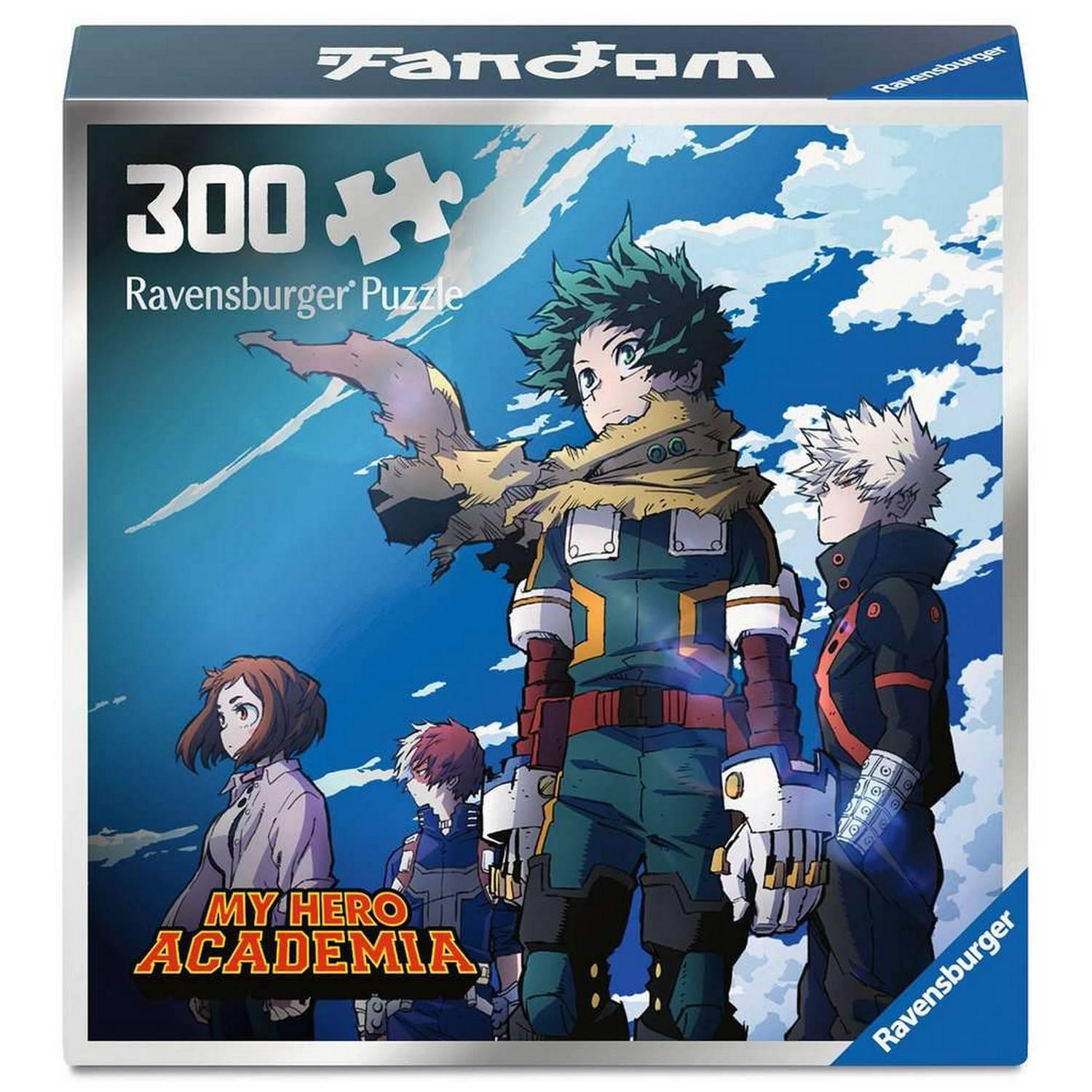 Puzzle: My Hero Academia 300 Piece (PREORDER) - 300-piece My Hero Academia puzzle box featuring vibrant anime characters standing against a blue sky with clouds.