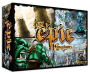 Tiny Epic Kingdoms (PREORDER) - Board game box with fantasy-themed artwork, featuring a green ogre, a tower, and a wizard figure against a stormy sky.