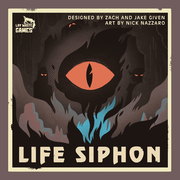 Life Syphon (PREORDER) - Dark cave entrance with a large orange eye and blue flames, shadowy figures in background, bold "Life Siphon" text below.