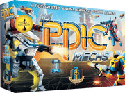 Tiny Epic Mechs: Deluxe (PREORDER) - Colorful game box featuring robotic mech warriors in a futuristic arena with bold orange and blue lettering reading "Epic.