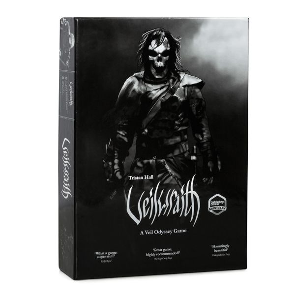 Veilwraith (PREORDER) - Black and white Veilwraith card game box featuring a dark, ghostly armored figure with a skull-like face.