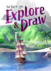 The Isle of Cats: Explore & Draw - Board game box with a colorful illustration of a sailing ship on blue water near green tropical islands under a cloudy sky.