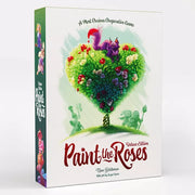 Paint the Roses: Deluxe Edition - Paint the Roses Deluxe Edition cooperative family board game with heart-shaped rose tree and colorful flowers on white box.
