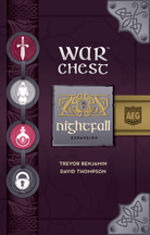 War Chest: Nightfall (PREORDER) - War Chest Nightfall expansion box with dark purple background, silver corner accents, and emblem icons on the left side.