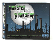Monster Workshop - Monster Workshop card game box with a dark blue night sky, full moon, and factory silhouette background.