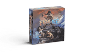 Frazetta Fire and Ice Miniatures Adventure Game - Square game box with illustrated fantasy characters in action poses, titled Fire and Ice, featuring fiery reds and icy blues