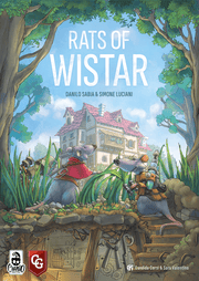 Rats of Wistar, 2nd Edition (PREORDER) - Board game box featuring two anthropomorphic rats with weapons on a forest path approaching a stone house under a blue sky.