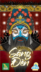 Onstage (PREORDER) - Colorful card with detailed illustration of a traditional Asian opera mask wearing ornate headgear with red pom-poms and.
