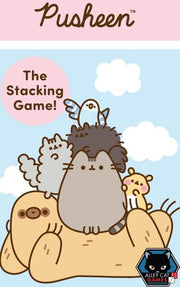 Pusheen: The Stacking Game! (PREORDER) - Pusheen stacking game box with cartoon cats in soft pastel colors on a pink and blue sky background.