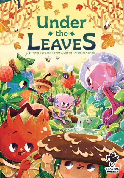 Under the Leaves (PREORDER) - Colorful board game box featuring whimsical forest creatures and vibrant leaves with playful title typography.