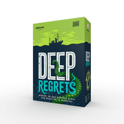 Deep Regrets - Rectangular box with green and dark blue sea-themed design showing a fishing boat silhouette and tentacles, titled Deep.