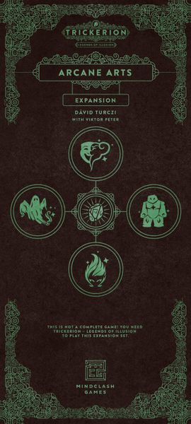 Trickerion: Arcane Arts (PREORDER) - Arcane Arts expansion with mystical symbol icons and ornate border designs.
