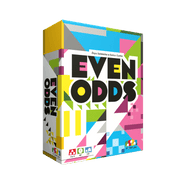 Even Odds (PREORDER) - Colorful geometric patterned box for Even Odds strategy game with bold black and white text on front.
