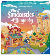 The Sandcastles of Burgundy - Colorful board game box with castle towers, pirate ship, and cheerful characters under a bright sky.