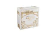 Railroad Tiles: Collector's Edition - Cream and gold decorative box with vintage railroad and train illustrations for a board game expansion set.