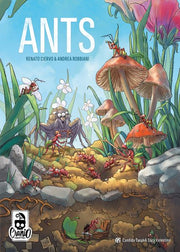 ANTS (PREORDER) - Colorful illustrated book cover featuring detailed fantasy ants and mushrooms in a vibrant natural setting.