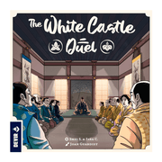 The White Castle Duel - Square game box with stylized artwork showing two groups of medieval figures facing each other inside a castle hall under a.
