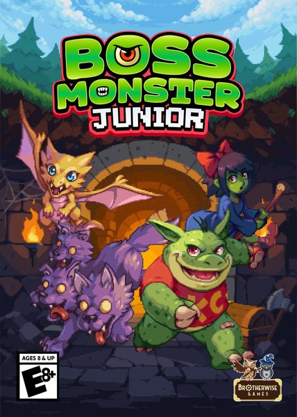 Boss Monster Jr. (PREORDER) - Colorful Boss Monster Junior card game box featuring cartoon monster characters in front of a dungeon entrance.