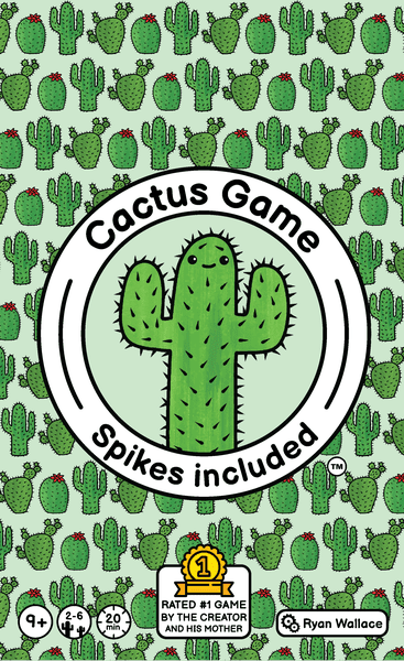 What's the Point? - Round card game tin with green cactus illustration and text "Cactus Game Spikes included" on a light green background with.