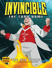 Invincible: The Old Guard Expansion (PREORDER) - Invincible The Old Guard card game expansion box featuring animated character in red and white outfit with clenched fists,.