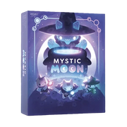 Mystic Moon (PREORDER) - Purple and blue box with glowing mystical cat characters around a campfire under a large cat silhouette wearing a witch hat,