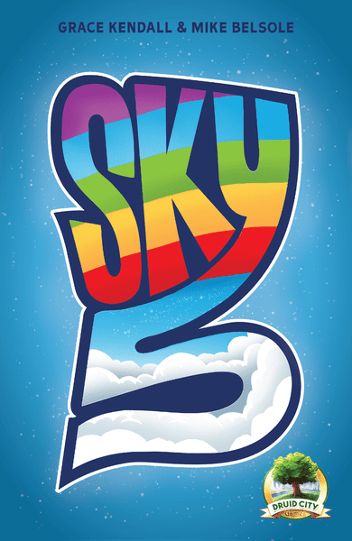 Sky 5 (PREORDER) - Colorful "SKY 5" graphic with rainbow gradient letters and a cloud base on a blue background.