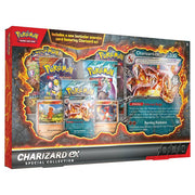 Pokémon TCG: Charizard ex Special Collection - Pokémon TCG Charizard ex Special Collection box with fiery red and black design, showcasing Charizard ex card and booster.