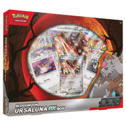 Pokémon TCG: Bloodmoon Ursaluna ex Box - Pokémon TCG Bloodmoon Ursaluna ex Box with red and black lunar background and Ursaluna artwork on packaging.