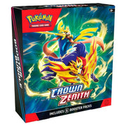 Pokemon Sword &Shield 12.5 Crown Zenith Booster Bundle - Pokemon Sword & Shield Crown Zenith booster bundle box with vibrant artwork of yellow and blue Pokemon on green and blue.