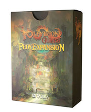Volfyirion Guilds: Ploy Expansion - Dark-themed rectangular box with smoky shades of green and orange, featuring ornate gold and red stylized text reading.
