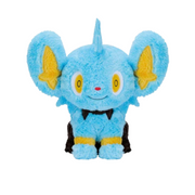 Pokemon Mecha Mofugutto Cozy Healing Plush - Shinx - Blue plush Shinx with large yellow and blue ears, yellow eyes, black collar, and soft fuzzy texture.