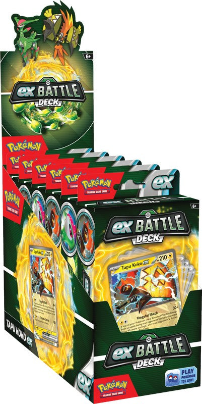 Pokémon TCG - ex Battle Deck - Colorful Pokémon TCG ex Battle Deck box featuring green and yellow tones, with Pokémon characters on the front and multiple.