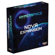 Hyperspace: Nova Expansion - Dark blue board game box with cosmic design, titled Hyperspace Nova Expansion in bold white and blue letters.