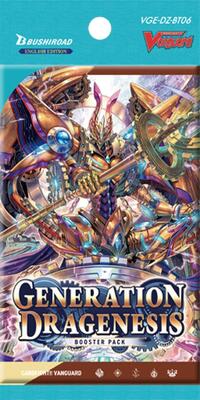 Cardfight Vanguard - Generation Dragenesis Booster Pack - Colorful Cardfight Vanguard Generation Dragenesis booster pack with fantasy warrior artwork on a glossy foil wrapper.