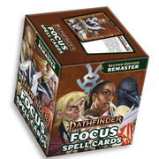 Pathfinder 2E: Focus Spell Cards (Remastered) - Box of Pathfinder 2E Focus Spell Cards featuring illustrated fantasy characters on a colorful, compact packaging.
