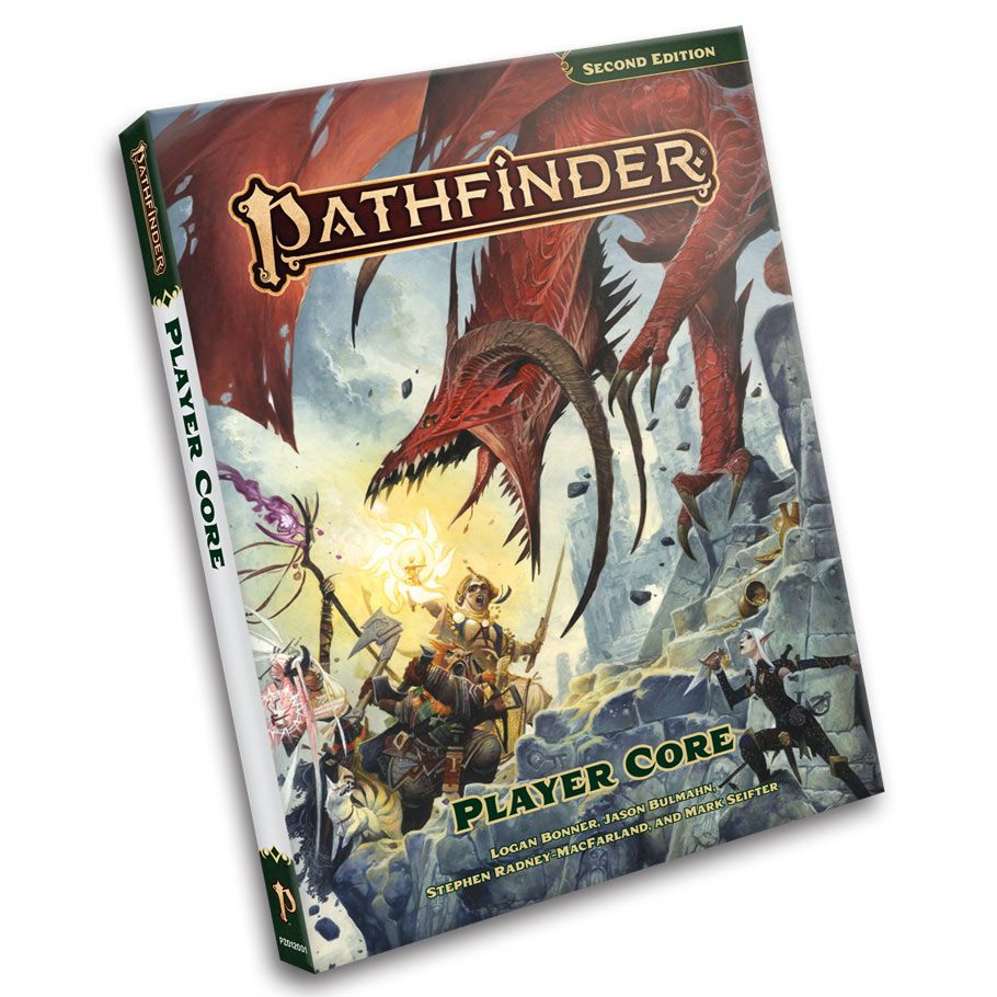 Pathfinder 2E: Player Core Pocket Edition - Compact Pathfinder 2E Player Core Pocket Edition book with fantasy dragon battle cover art.