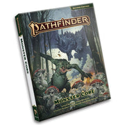 Pathfinder 2E: Pathfinder Monster Core - Pathfinder Monster Core book with dark fantasy cover art featuring a large menacing dragon and warriors in a forest setting.