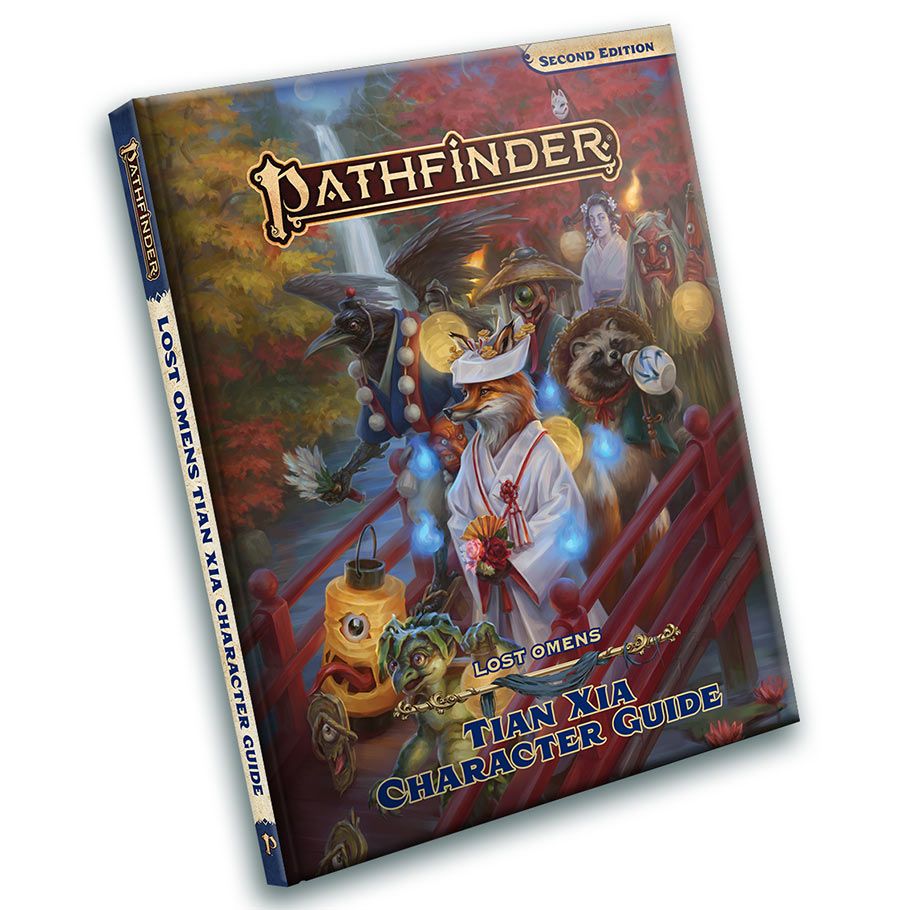 Pathfinder 2E: Lost Omens Tian Xia Character Guide - Pathfinder RPG book with vibrant cover art featuring anthropomorphic animals in traditional Asian fantasy attire and a red.