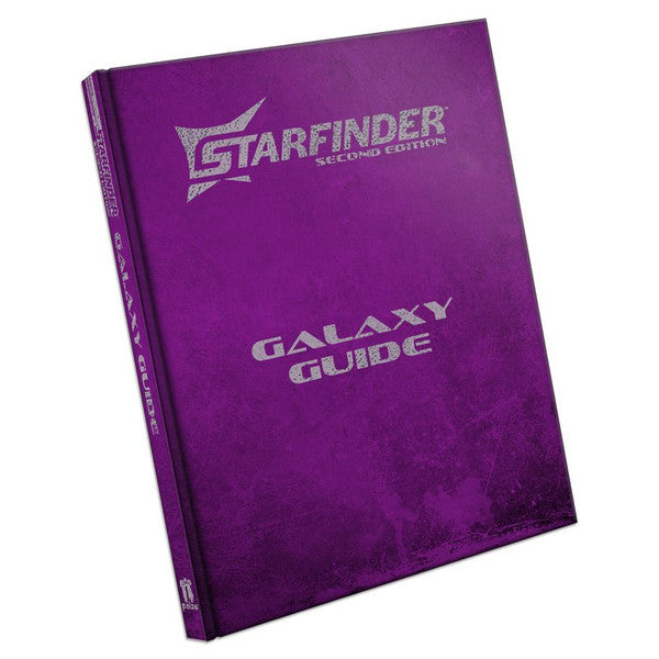 Starfinder 2E: Galaxy Guide Special Edition - Purple hardcover book titled Starfinder Second Edition Galaxy Guide with metallic silver embossed text and smooth finish.