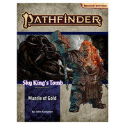 Pathfinder 2nd Edition: Mantle of Gold (Sky King Tomb 1 of 3) - Pathfinder 2nd Edition book cover showing a dwarf warrior with fiery red hair and armor facing a large black statue in a.