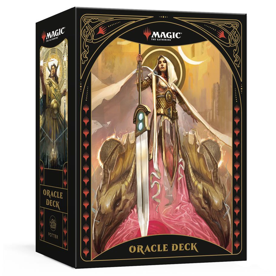 Magic the Gathering: Oracle Deck - Magic the Gathering Oracle Deck box featuring a warrior woman holding a sword, flanked by two lions, with ornate black and.