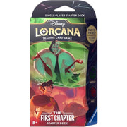 Lorcana Trading Card Game: The First Chapter Starter Deck - Emerald & Ruby - Lorcana trading card game starter deck box featuring vibrant green and red fantasy artwork with a character and magical.