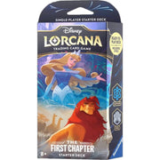 Lorcana Trading Card Game: The First Chapter Starter Deck - Sapphire & Steel - Lorcana Starter Deck box with blue and purple tones, featuring animated characters Copper and Steel, labeled "The First.