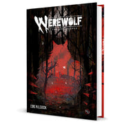 Werewolf The Apocalypse: Werewolf 5th Edition Core Rulebook - Black and red hardcover rulebook with white Werewolf typography and silhouette of a werewolf in a dark forest.
