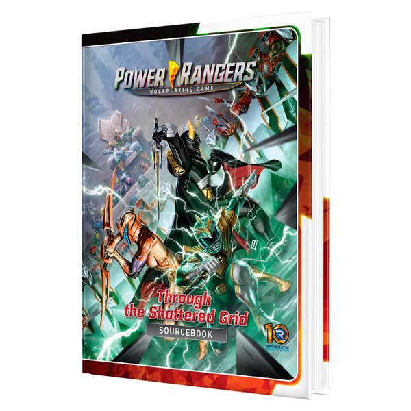 Power Rangers Roleplaying Game: Through the Shattered Grid Sourcebook - Hardcover book with colorful Power Rangers artwork featuring multiple Rangers in action on the glossy cover.