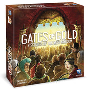 Viscounts of the West Kingdom: Gates of Gold - Gates of Gold expansion box for Viscounts of the West Kingdom with medieval crowd and golden gate illustration.