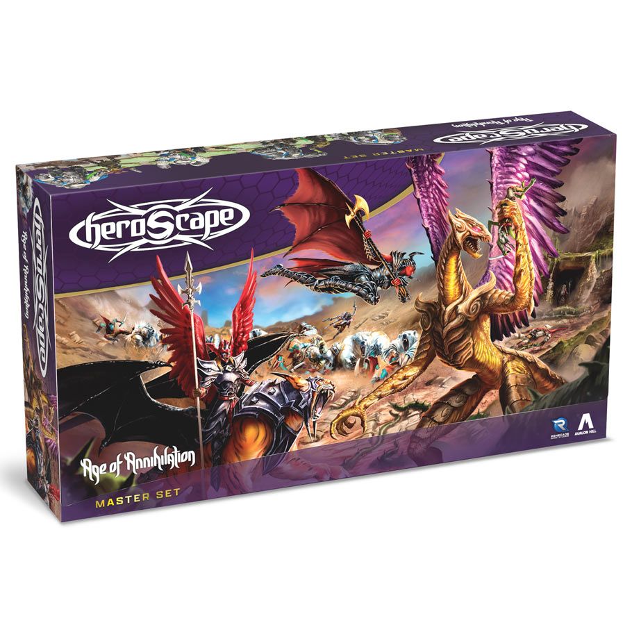 Heroscape: Age of Annihilation Master Set - Heroscape Age of Annihilation Master Set board game box with fantasy battle art featuring dragons and warriors in vibrant.