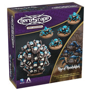 Heroscape: Rising Tide: Oathbound Phalanx and Oathbound Legionnaires Army Expansion - Heroscape Rising Tide army expansion box featuring blue and black Oathbound Phalanx and Legionnaires miniatures on round.