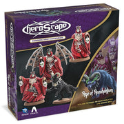 Heroscape: Boiling Tension: Revnan Acolytes and Grave Grim Army Expansion - Heroscape Boiling Tension expansion box featuring red-robed skeletal figures and a dark gray winged creature miniature on a.
